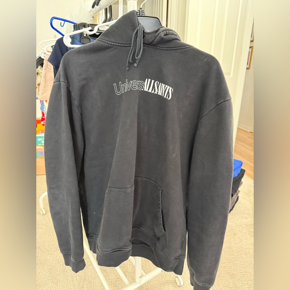 All Saints Charcoal Hoodie for Men